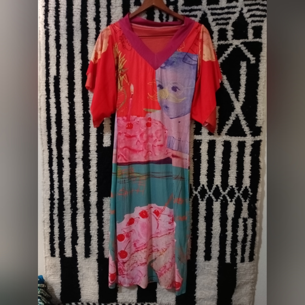 Kimono inspired OOAK slinky mesh dress digital art print